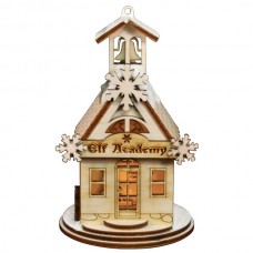 NEW - Ginger Cottages Wooden Ornament - Elf Academy Schoolhouse